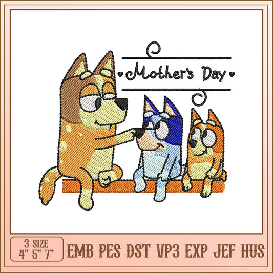 Mothers Day Puppy Embroidery Design