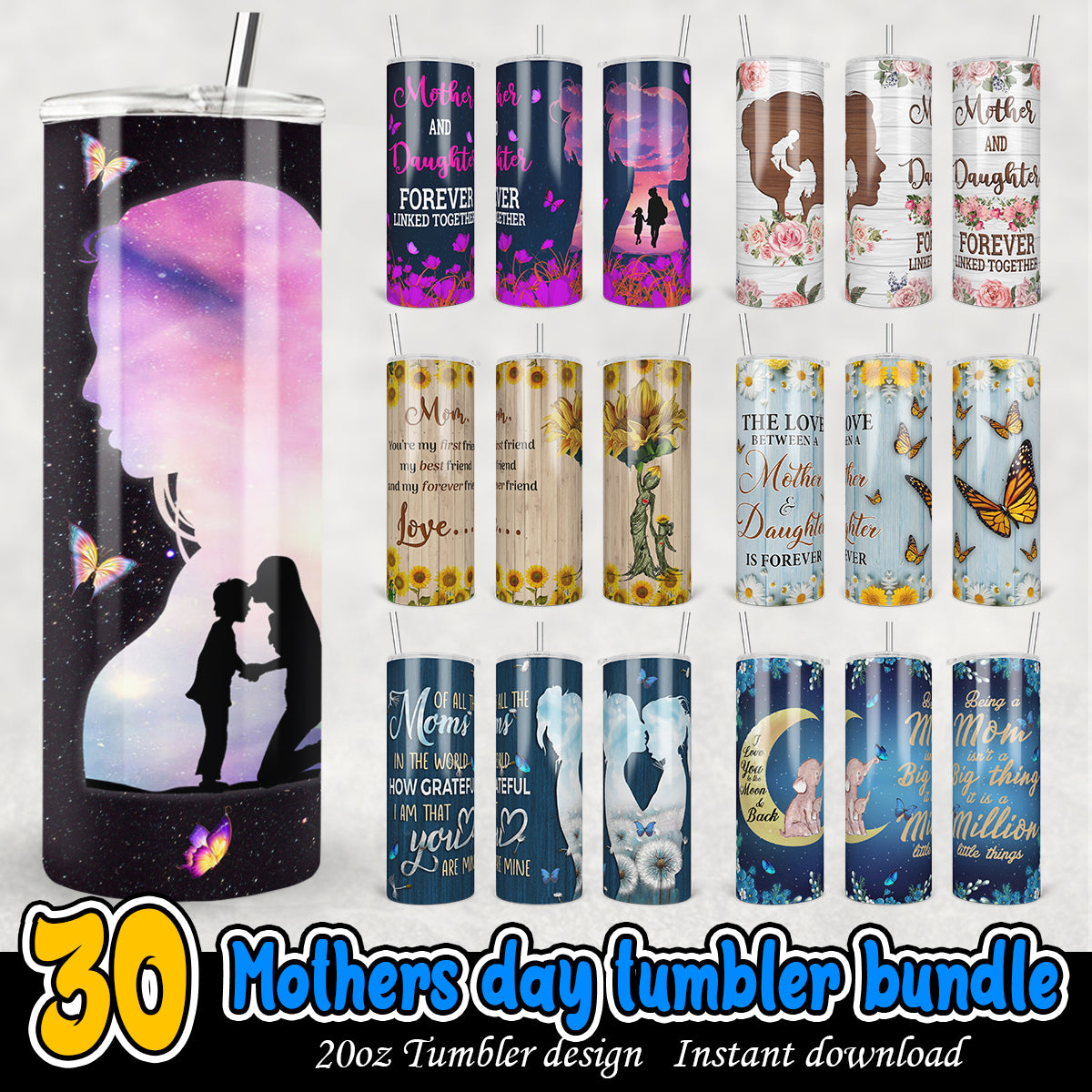 Mothers day Tumbler Bundle, Mothers life 20oz tumbler bundle