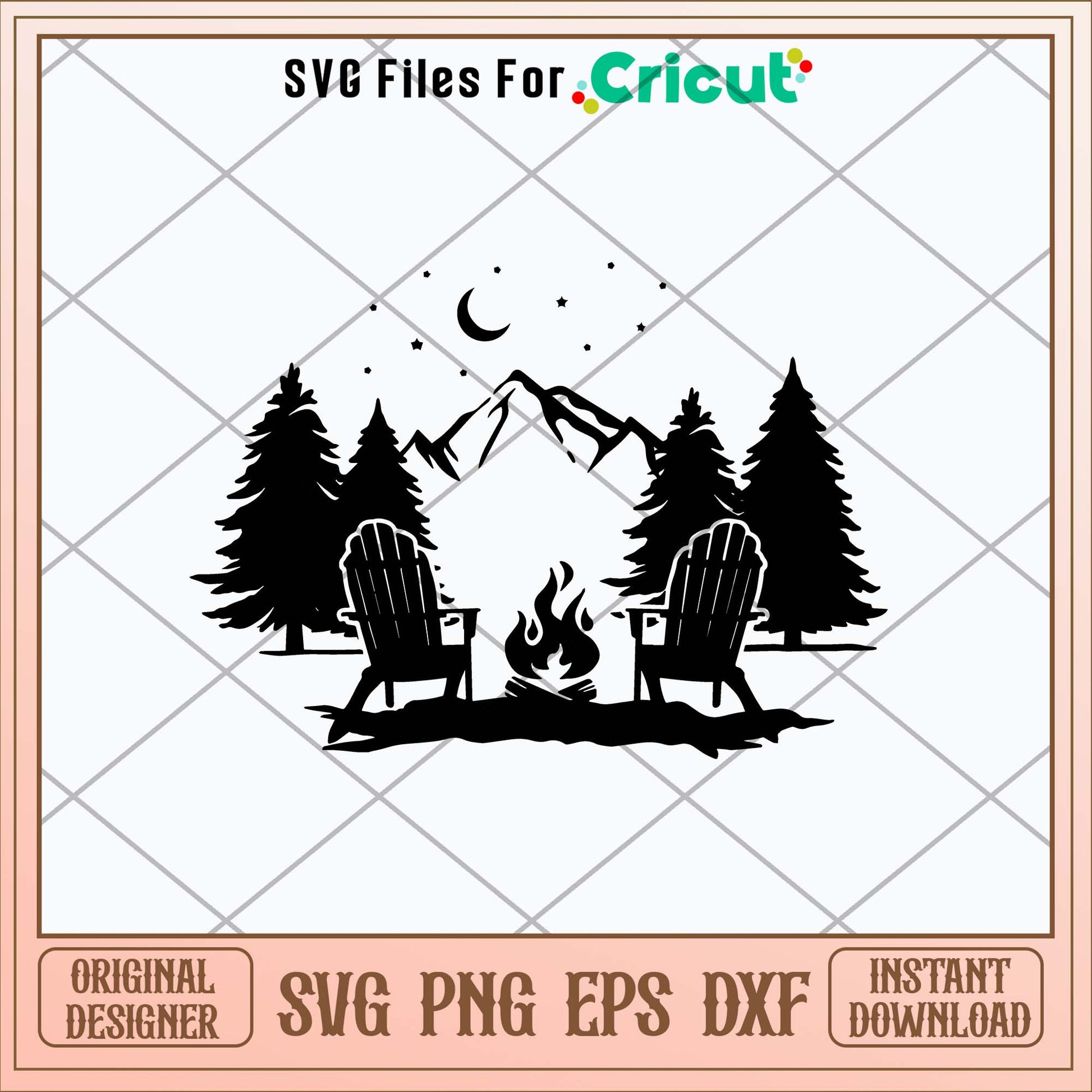 Mountain Scene With Adirondack Chairs Svg, Png Dxf Eps File-Svgfilesforcricut