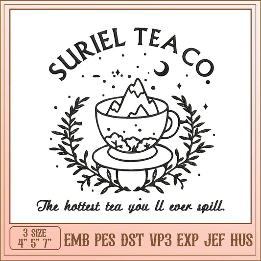 Mountain Tea Cup Embroidery Design