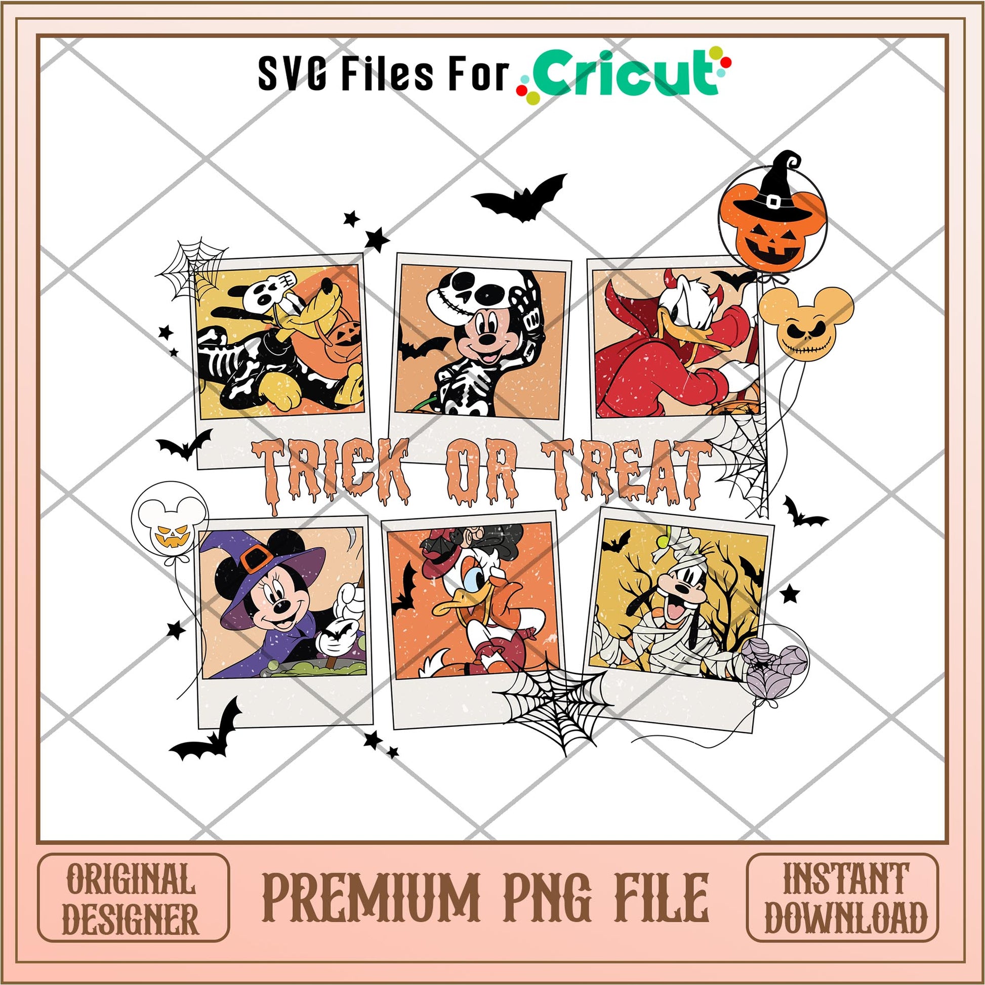 Mouse Halloween Pumpkin Trick or Treat png, Disney characters png, Digital Download