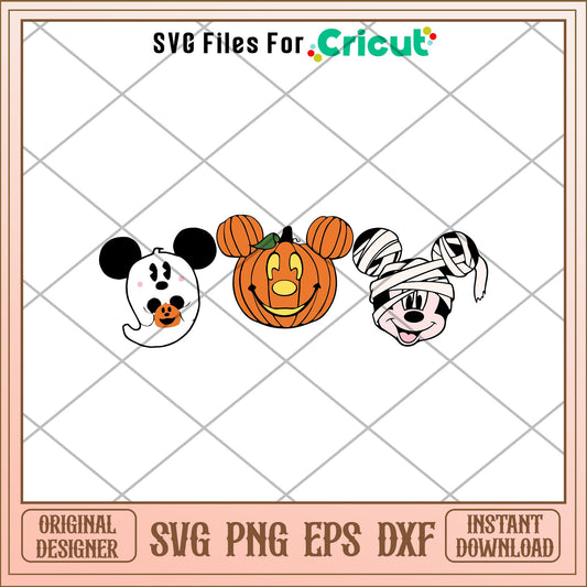 Mouse Stickers Halloween head svg, Disney characters svg, Digital Download