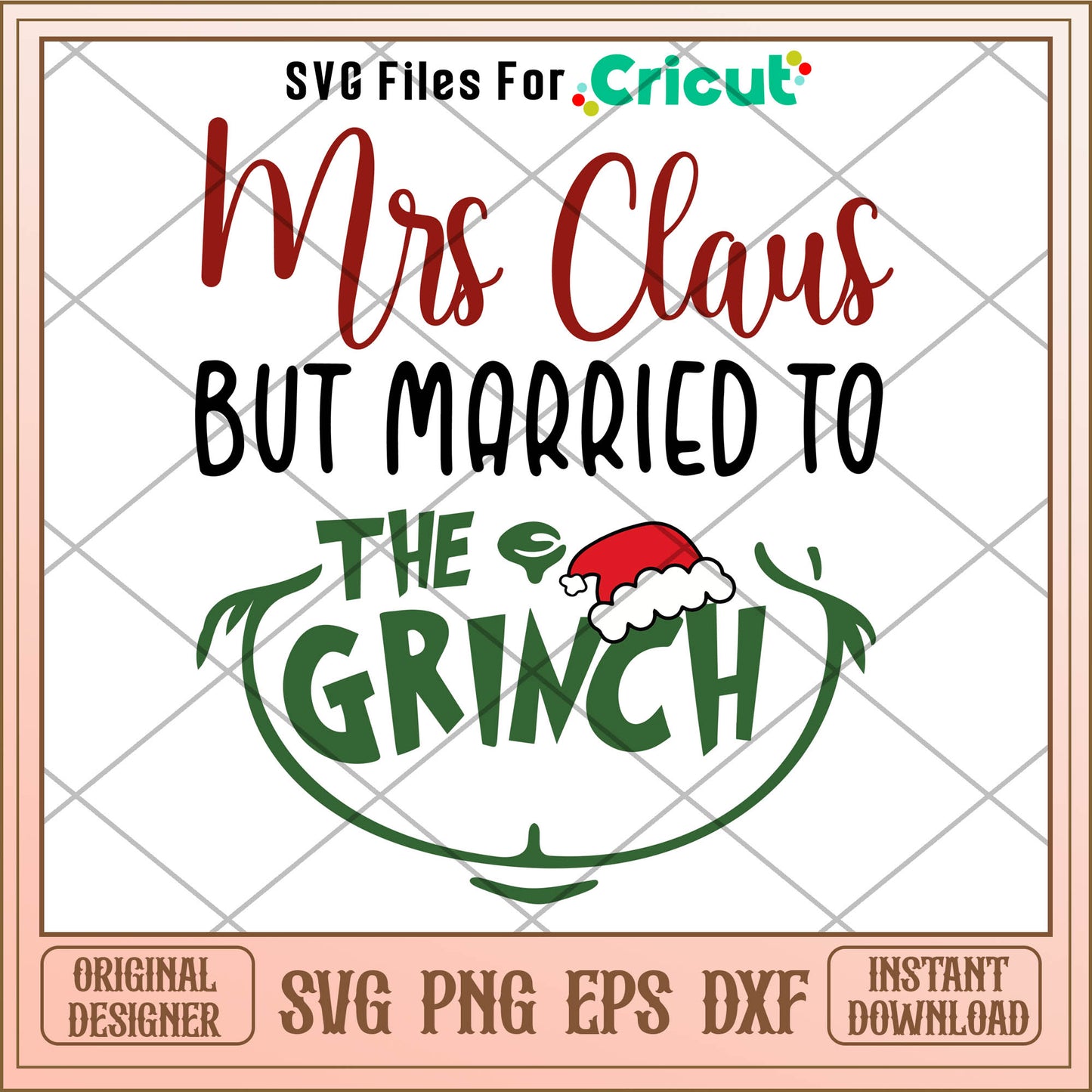 Mrs Claus But Married To The Grinch SVG grinch face outline​ svg