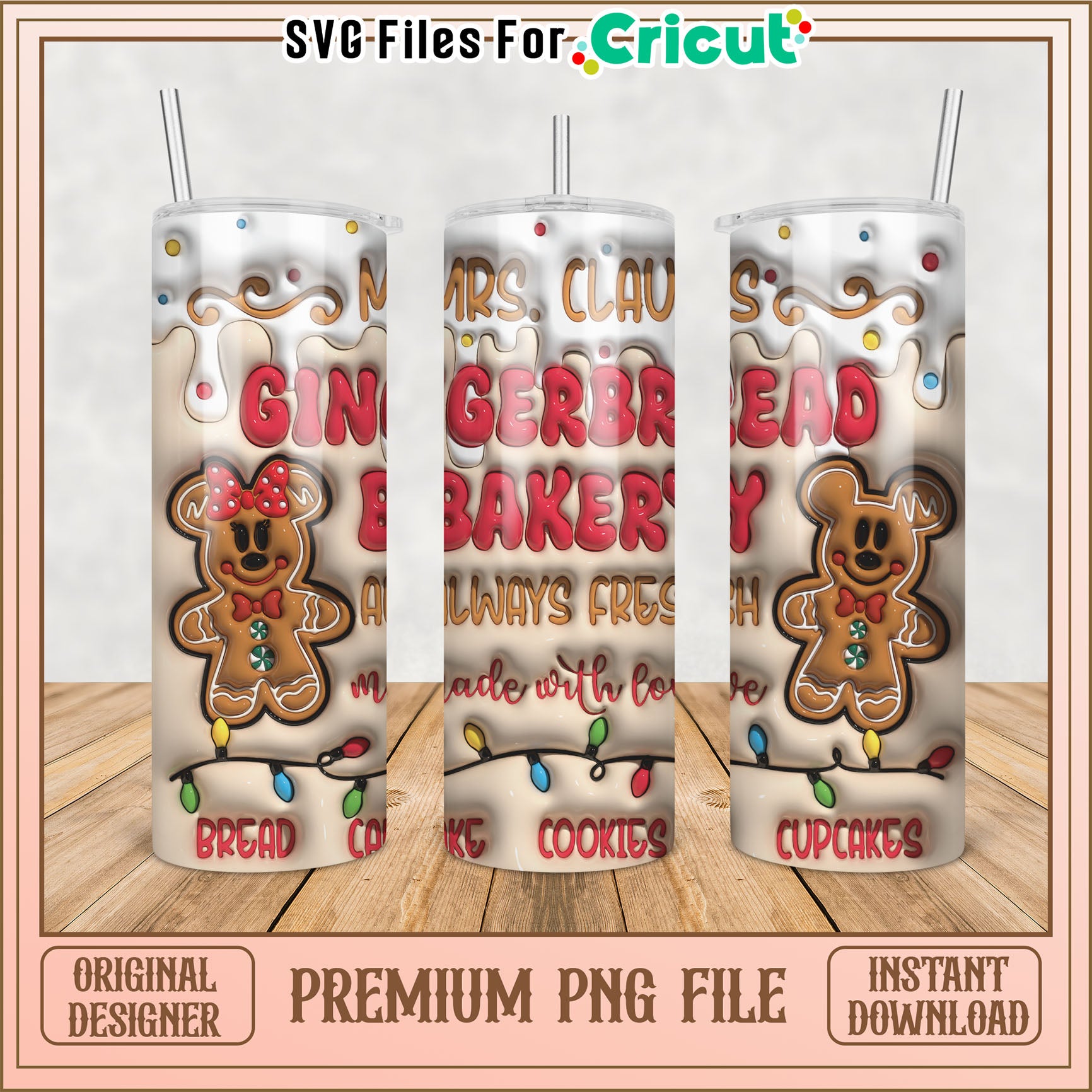 Mrs Claus Gingerbread Bakery PNG Sublimation