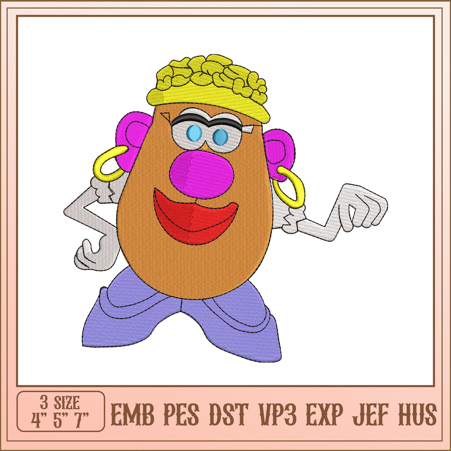 Mrs Potato Head Embroidery Design