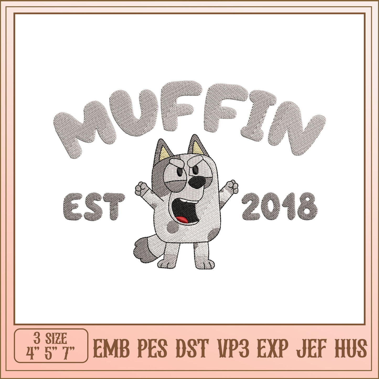 Muffin Dog Embroidery Design