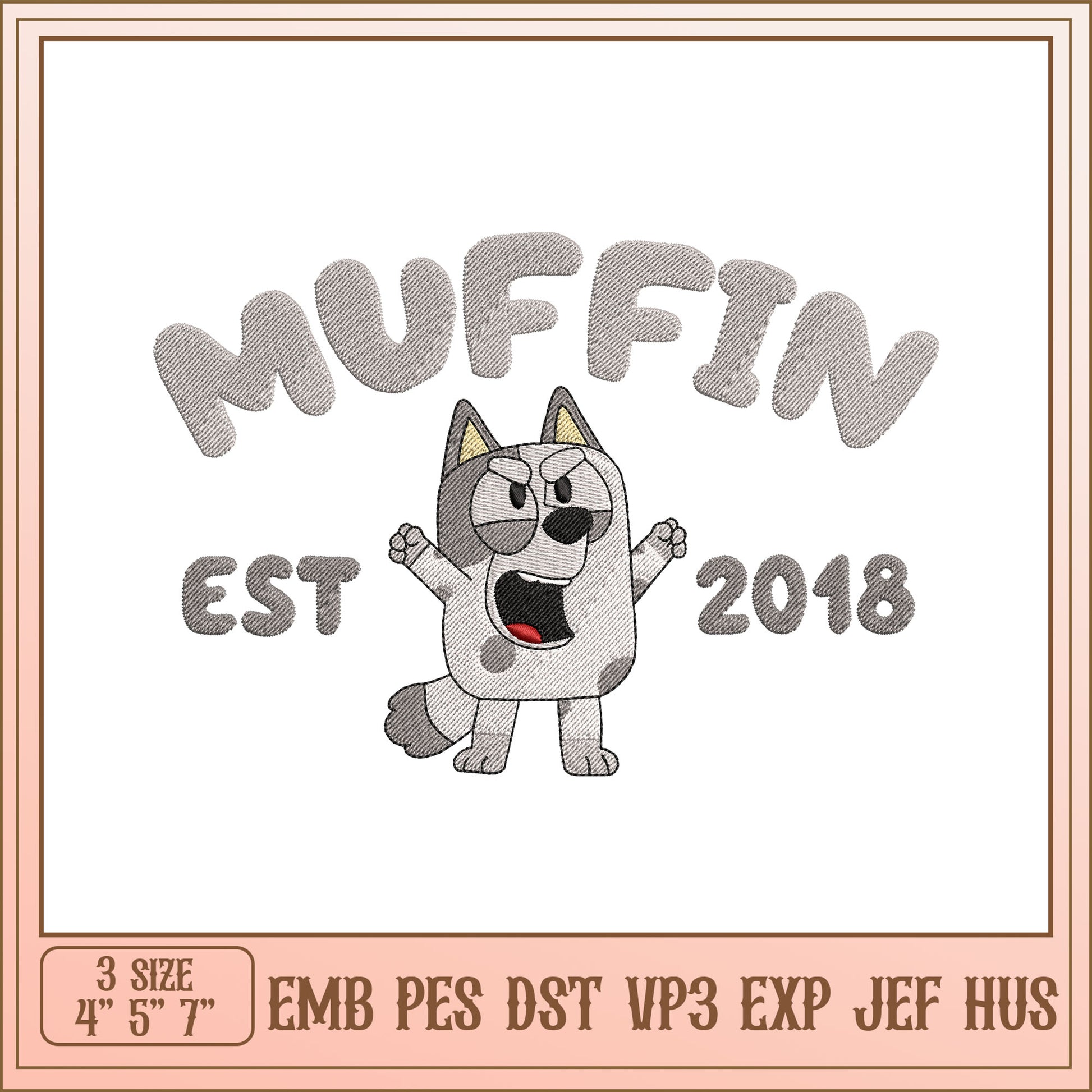Muffin Dog Embroidery Design