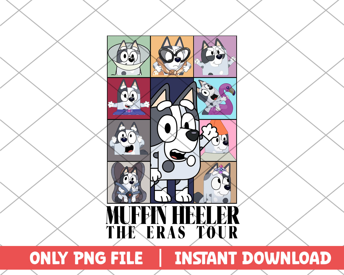 Muffin heeler the eras tour cartoon png