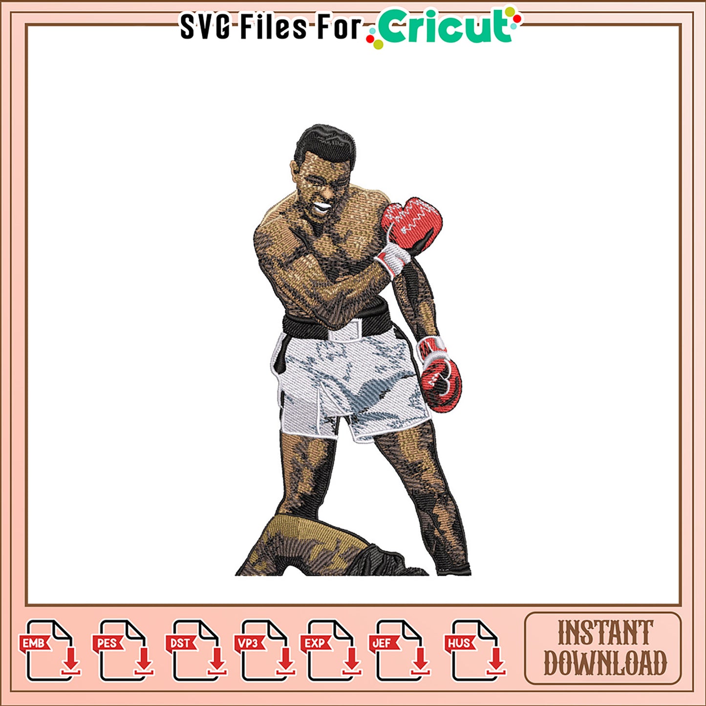 Muhammad Ali Embroidery Design Instant Download