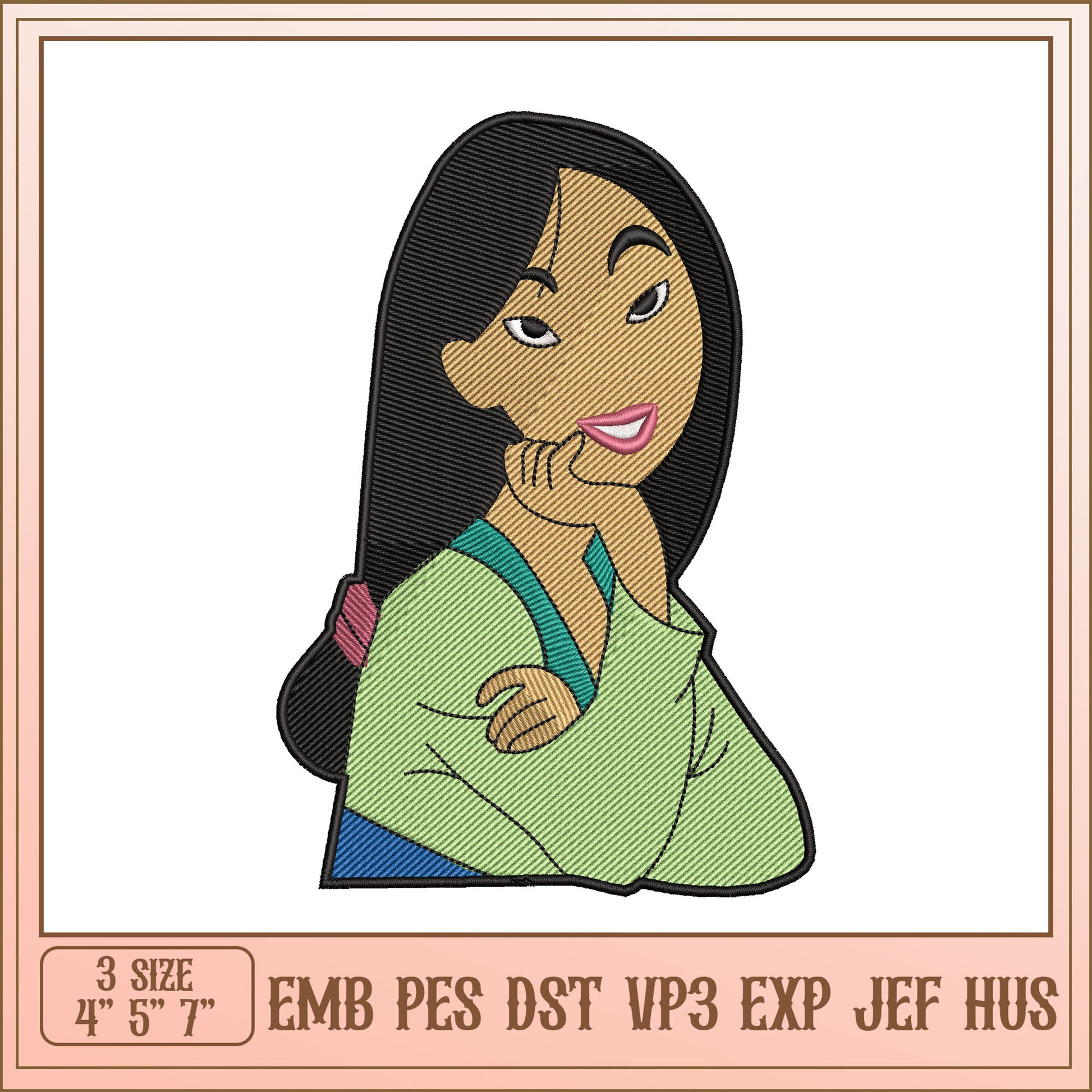 Mulan Embroidery Design - 3 Sizes - EMB PES DST