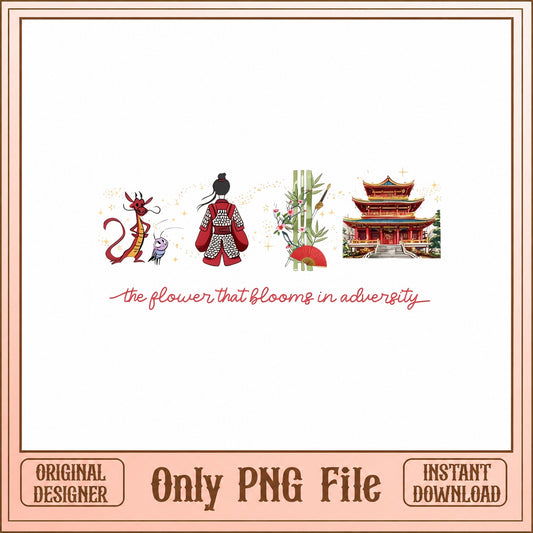 Mulan Disney Princess PNG Bundle, Asian Temple Clipart, PNG