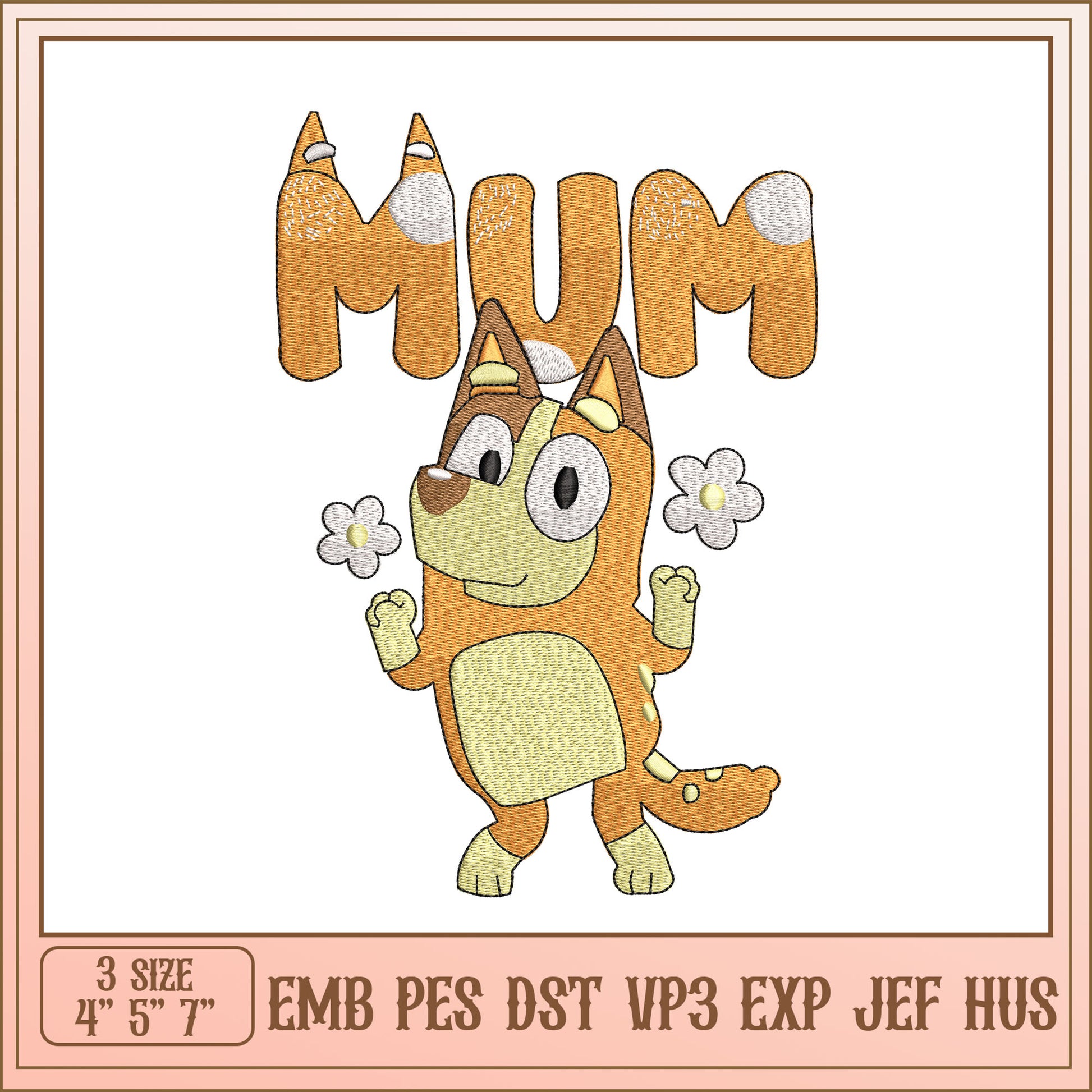 Mum Dog Embroidery Design 3 Sizes