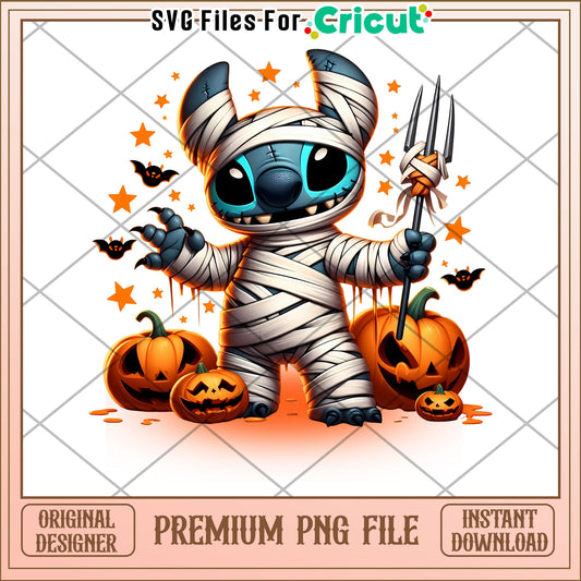 Mummy funny stitch png, halloween cookies​ png, lilo and stitch png