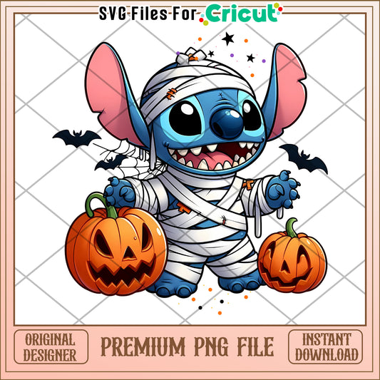 Mummy stitch png, halloween cookies​ png, lilo and stitch png