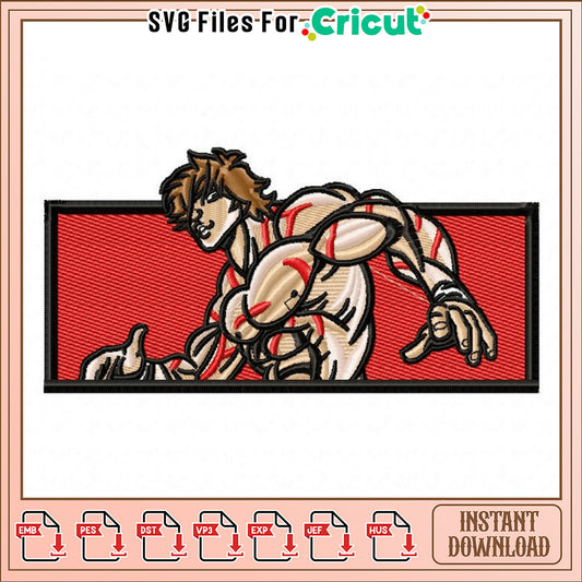 Muscular Man Embroidery Design Instant Download