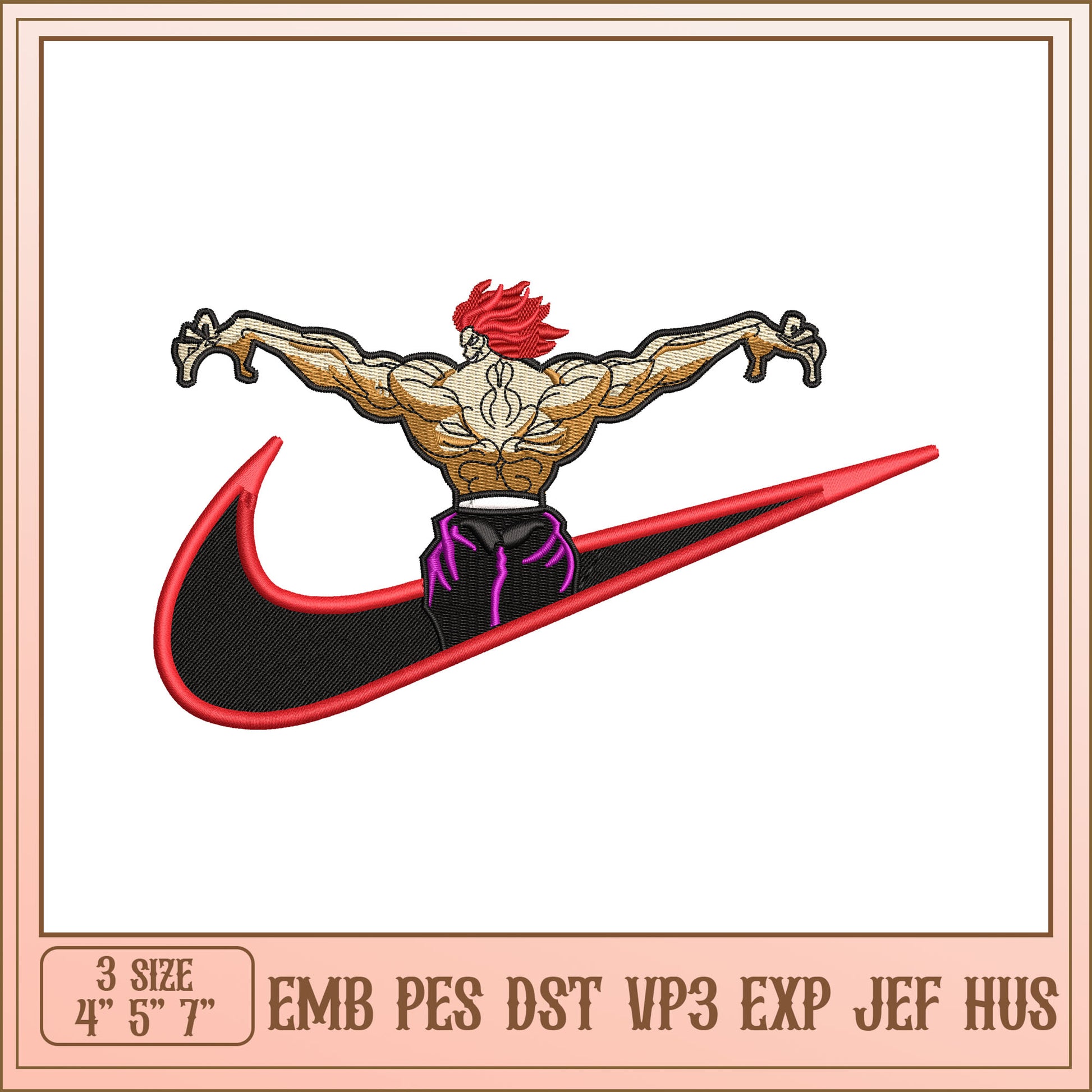 Muscular Man Nike Embroidery Design