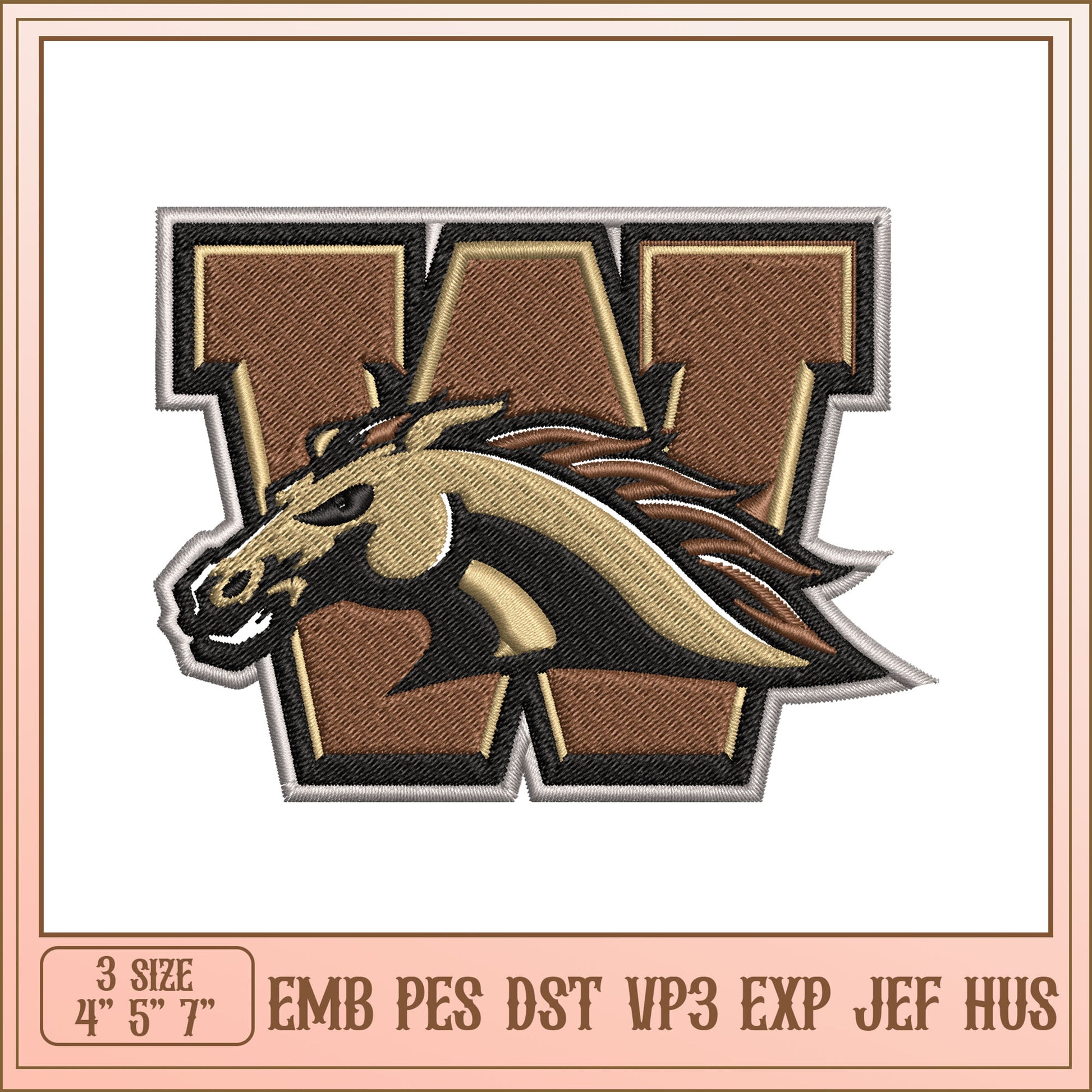 Mustang Horse Embroidery Design