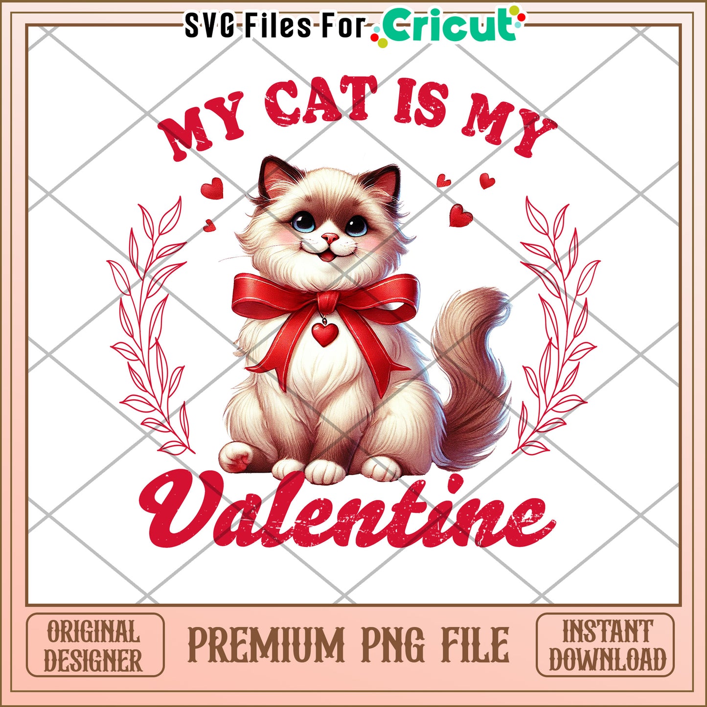 My Cat Is My Valentine PNG Design