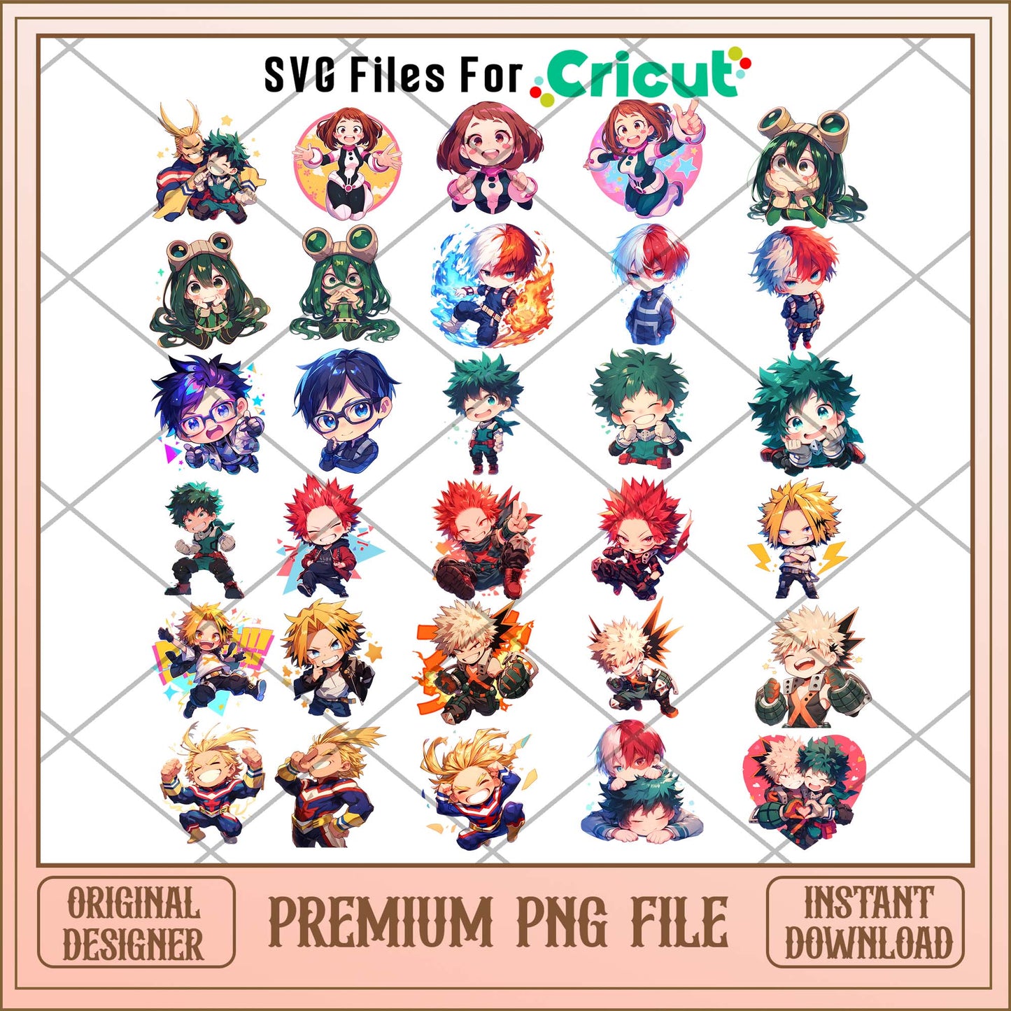 My Hero Academia Chibi png bundle, Anime cute Chibi bundle