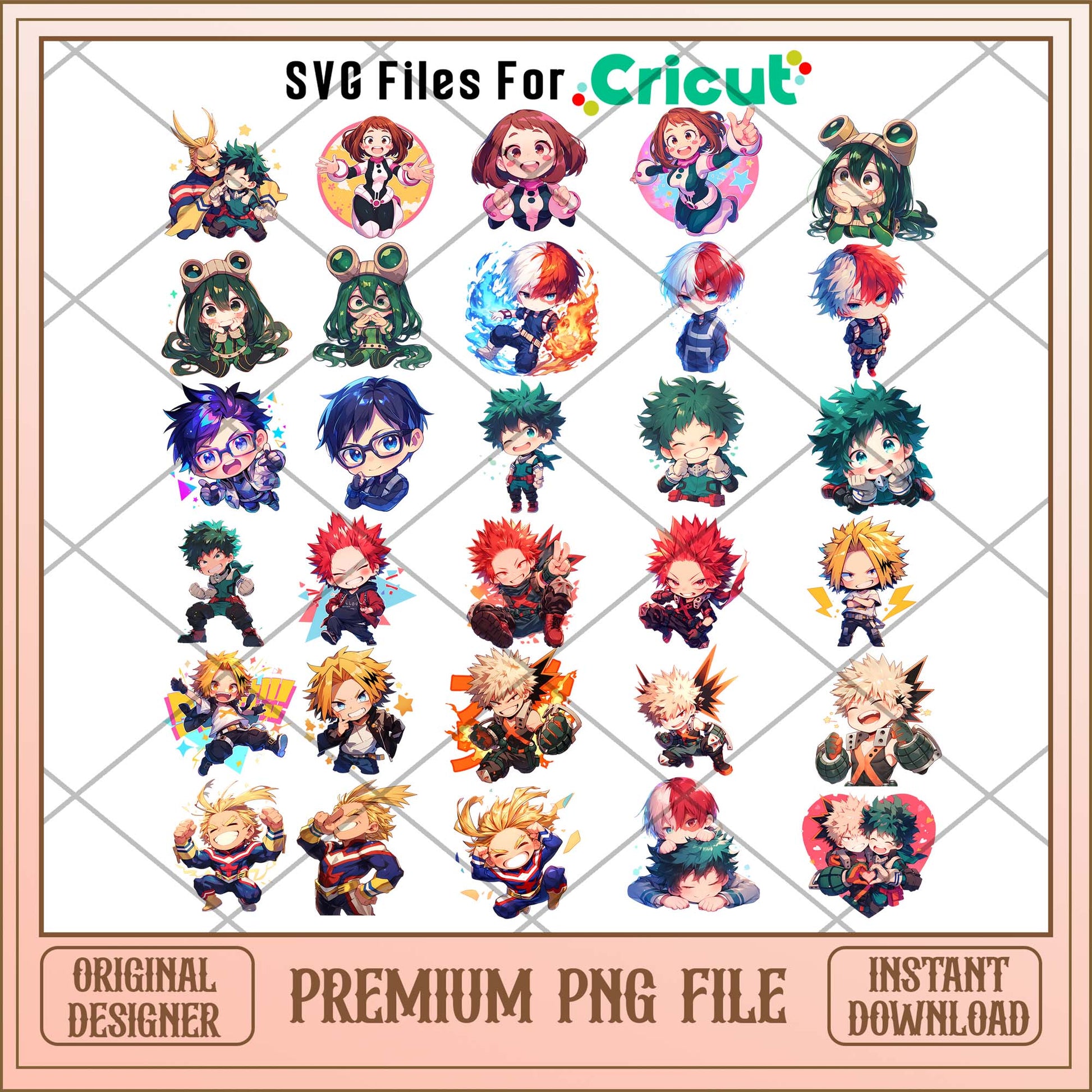 My Hero Academia Chibi png bundle, Anime cute Chibi bundle
