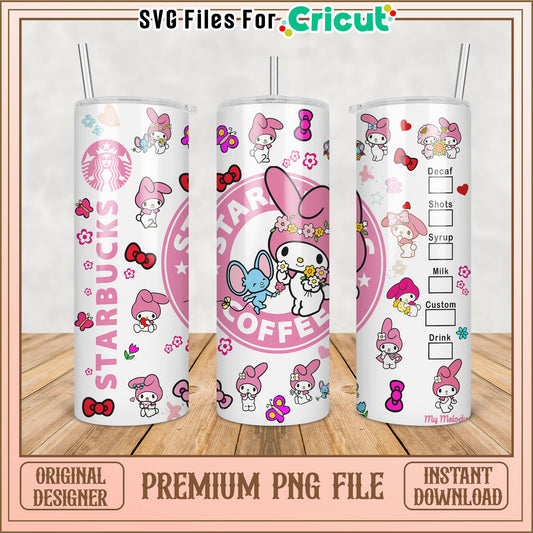 My Melody Starbucks PNG Sublimation Design