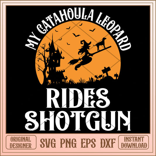 My catahoula leopard rides shotgun svg, halloween characters svg, digital download