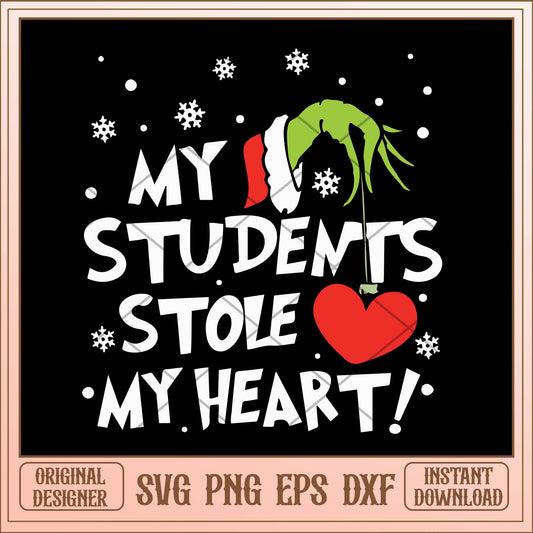 My students stole my heart svg, Grinch stolen heart svg bundle