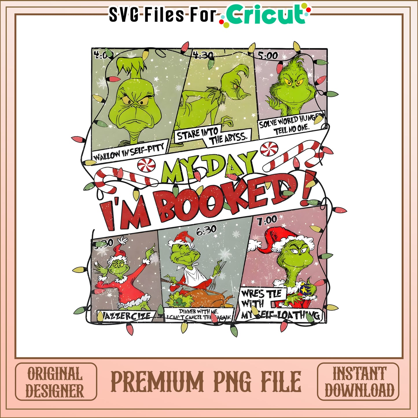 My day Im booked Grinch png, the cartoon grinch movie​​ png