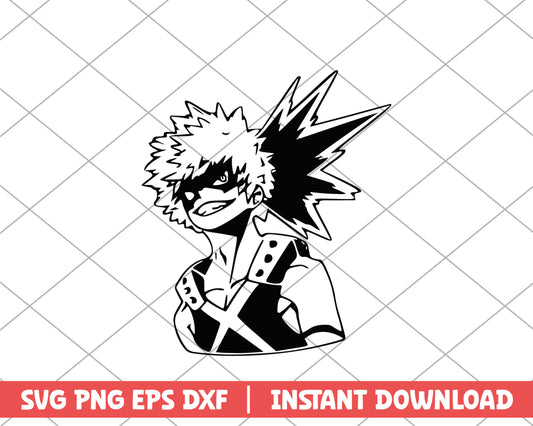 My hero academia bakugo kosei black white anime svg