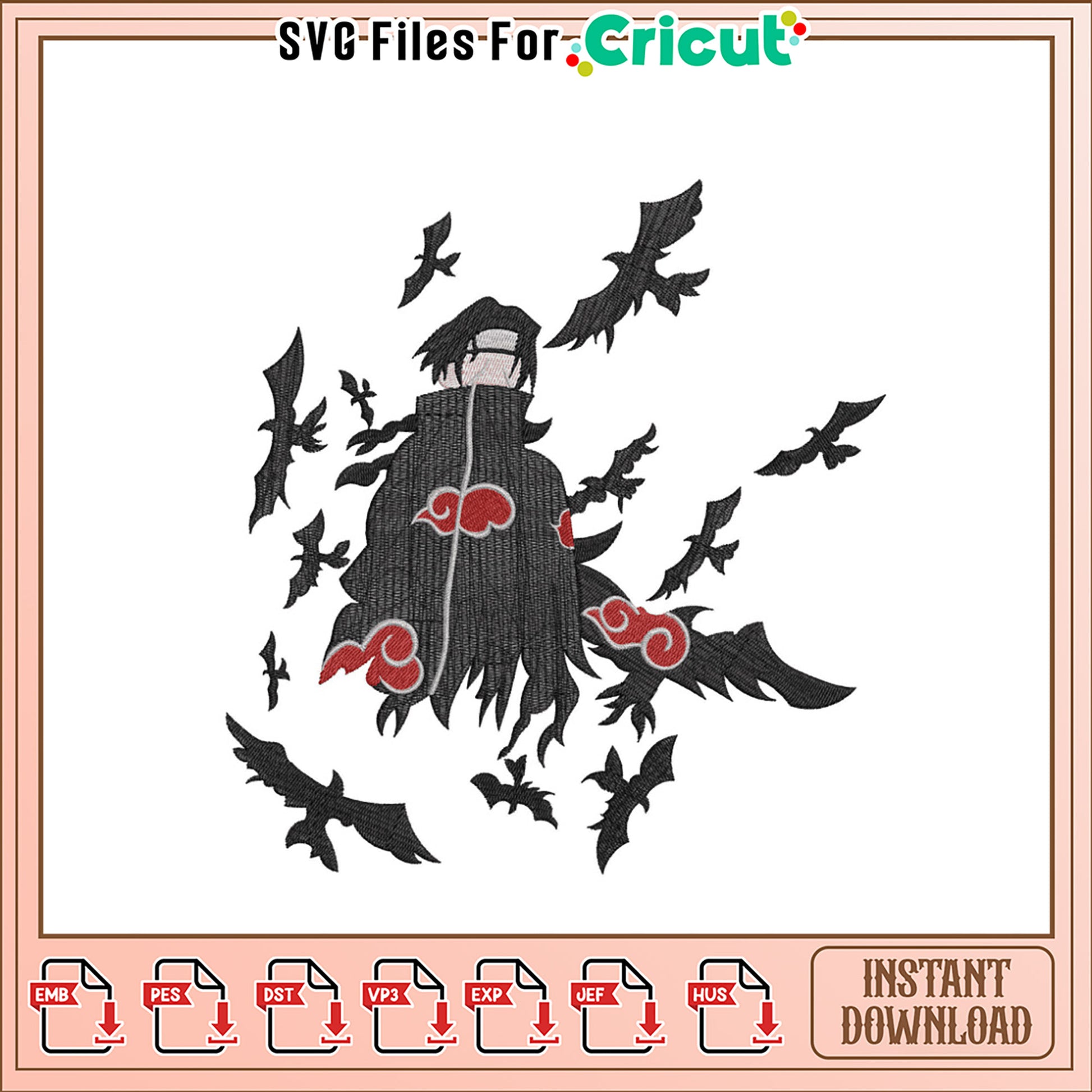 Mysterious Bat Themed Embroidery Design Download File