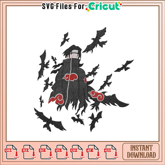 Mysterious Bat Themed Embroidery Design Download File