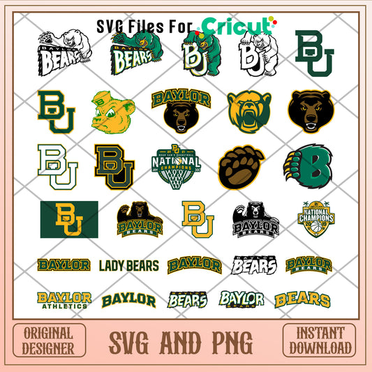 Logo baylor bears bundle design svg, baylor bears football​ svg