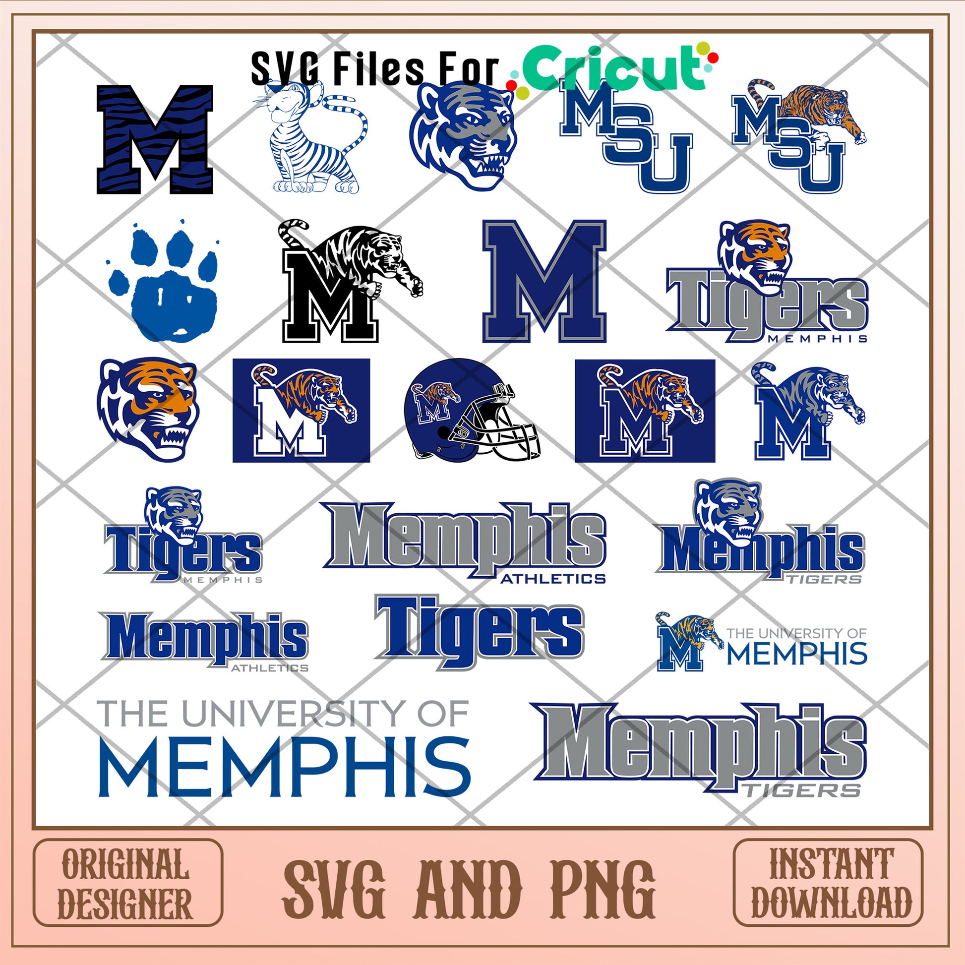 Logo memphis tigers​ bundle design svg, memphis tigers football​​​​​ svg