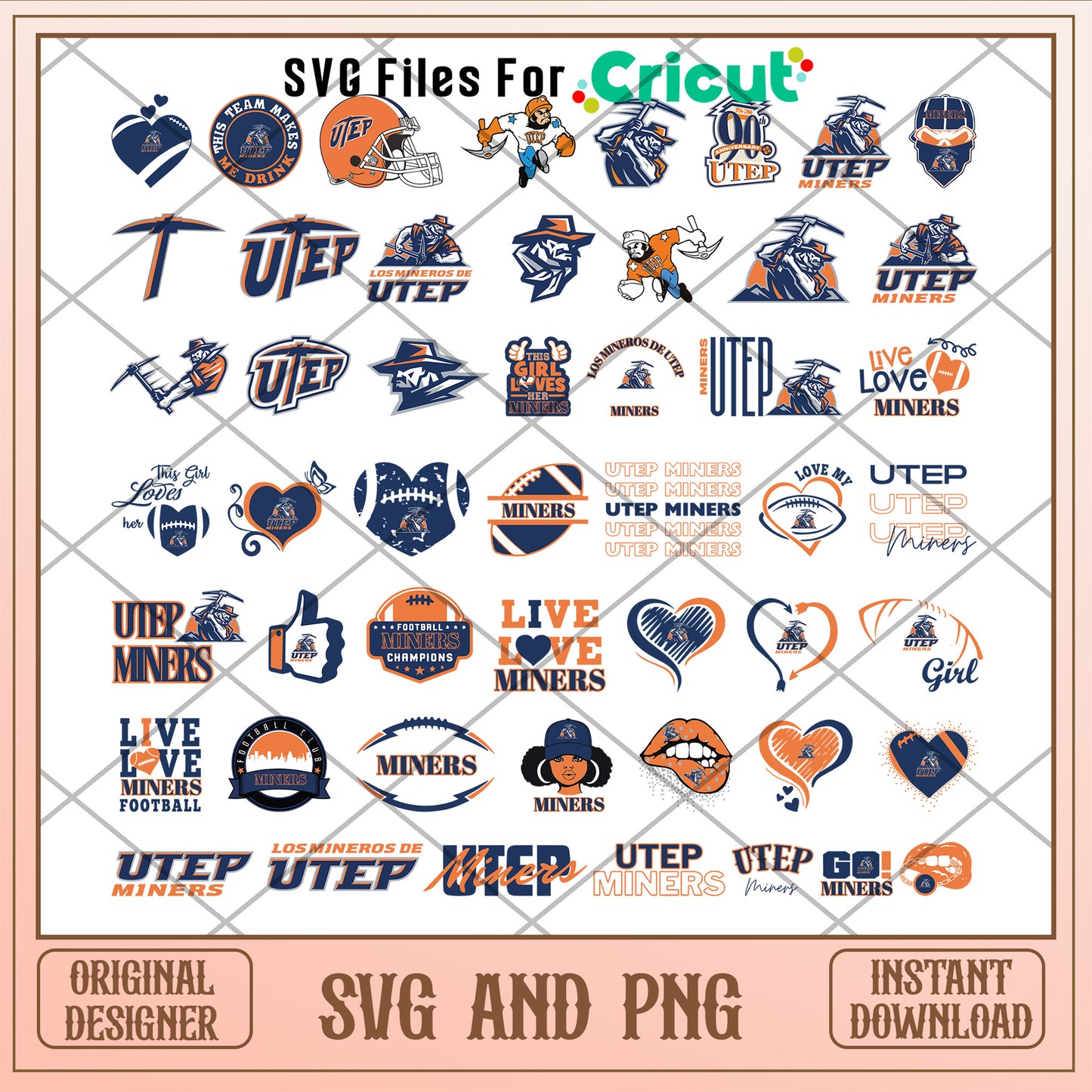 Logo utep miners bundle design svg, utep miners football​ svg