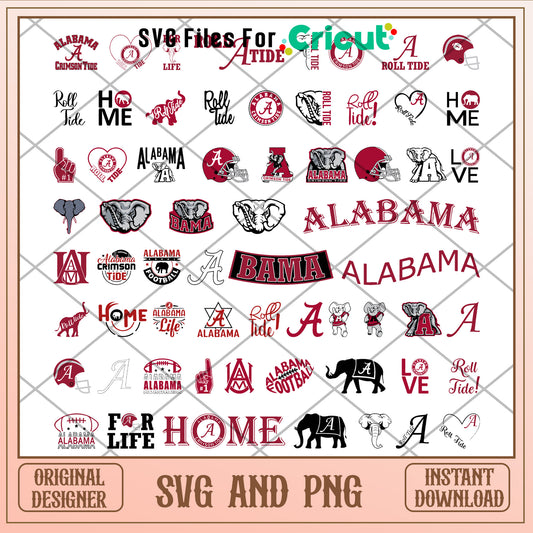 Alabama crimson tide bundle deign svg, alabama crimson tide football​ svg