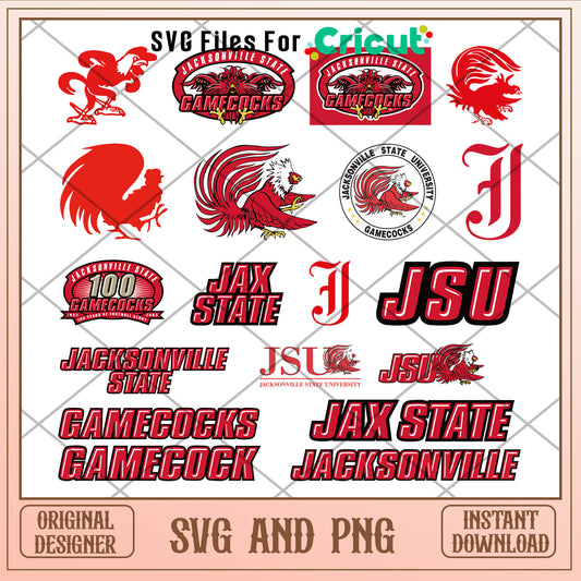 Jacksonville nacc logo bundle svg, jacksonville state university football​ svg