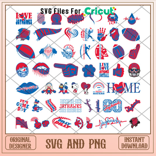 Jay hawks nacc logo bundle svg design, ncaa football logo​ svg