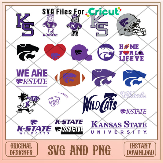 Kansas state wildcats logo bundle design svg, kansas state university logo​