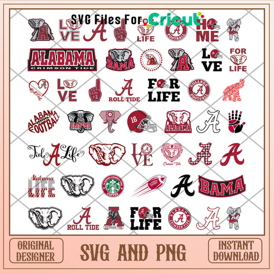 Alabama crimson tide logo bundle svg, alabama crimson tide football svg