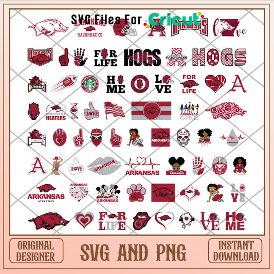 Arkansas razorbacks logo bundle svg, arkansas razorbacks football svg