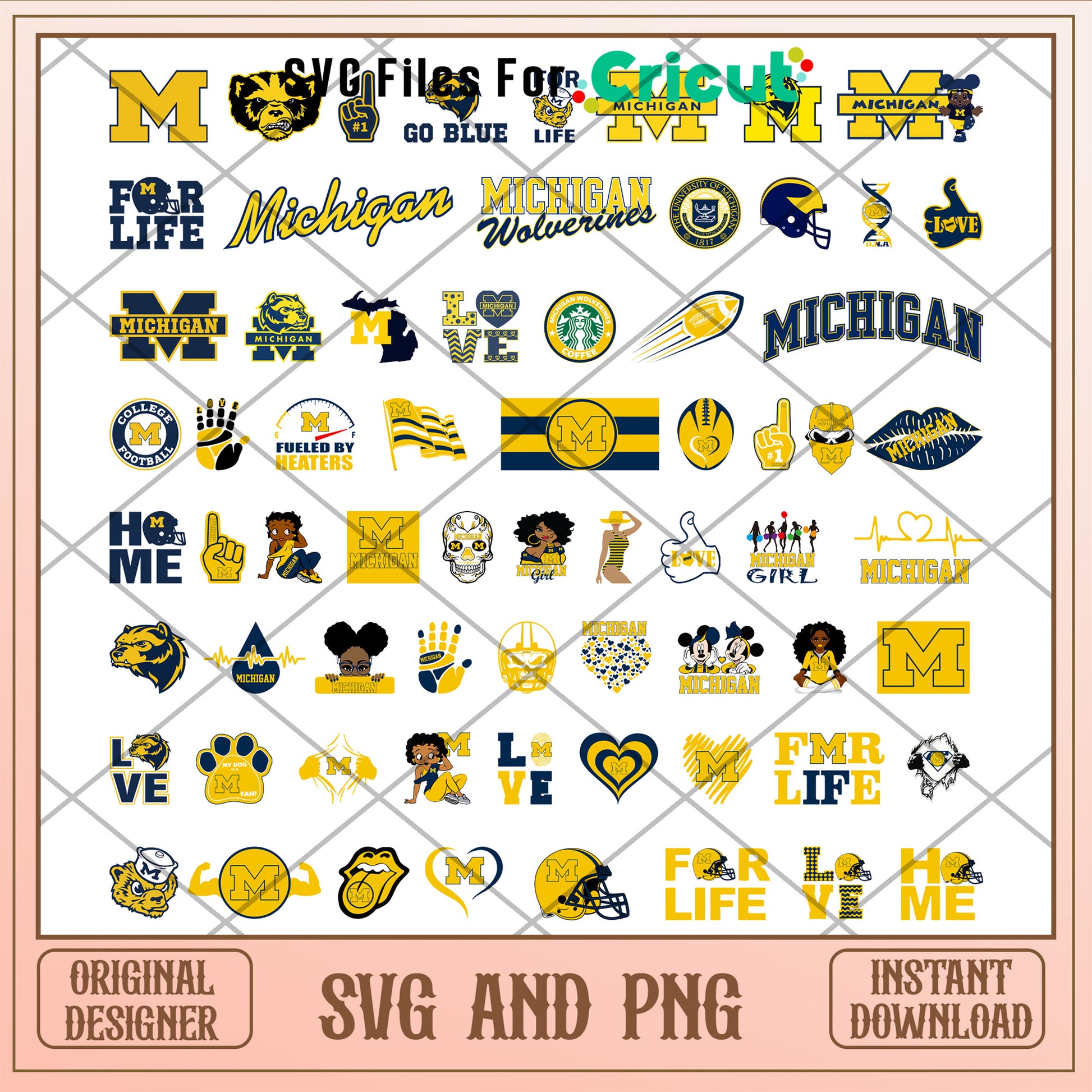 Michigan wolverines logo bundle svg, michigan wolverines football​ svg