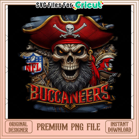 NFL Buccaneers Skull Design, Premium PNG File for Cricut Users