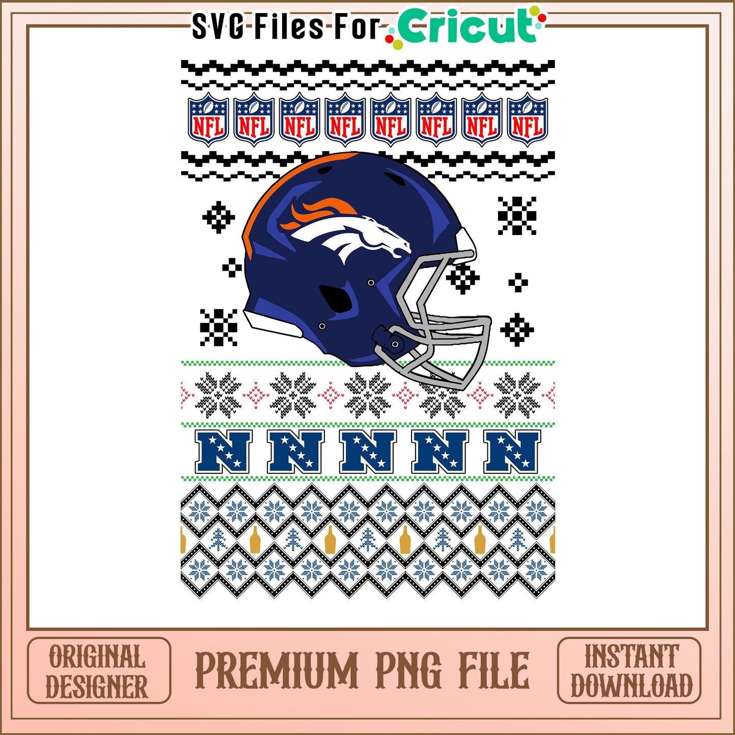 NFL Denver Broncos Christmas Sweater PNG, perfect for crafting projects