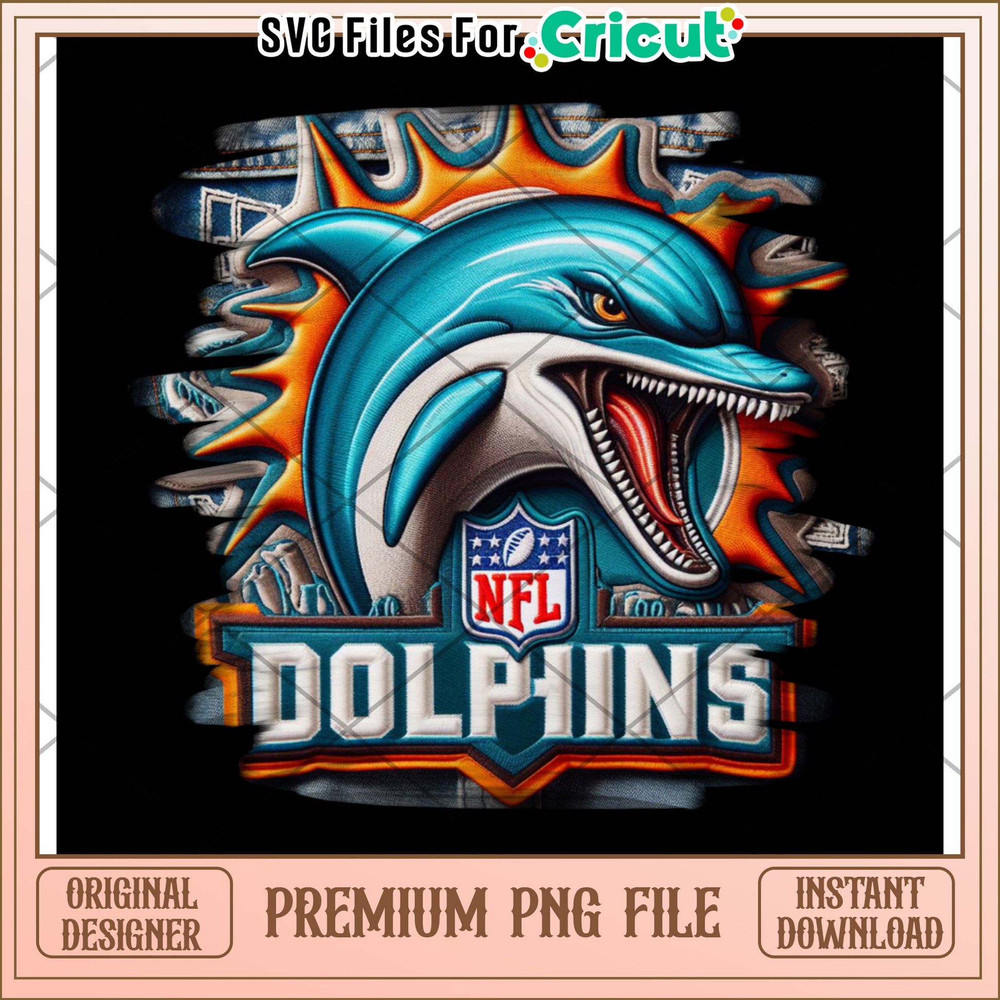 NFL Dolphins Logo Design, premium PNG file for Cricut projects