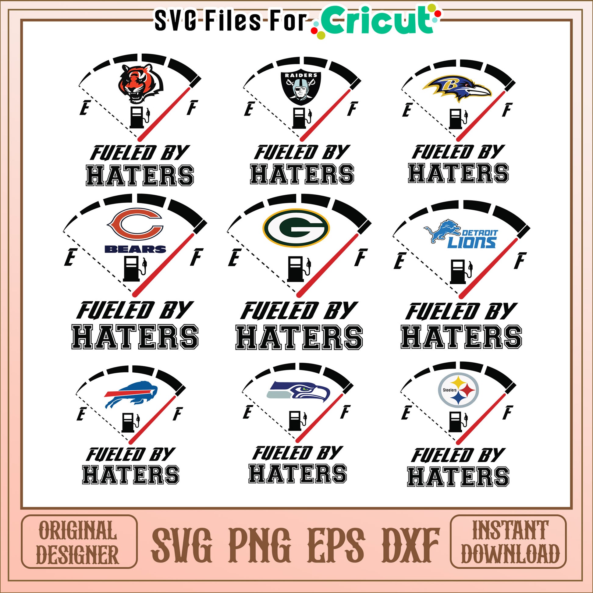 NFL Fuel Gauge SVG Bundle Instant Download