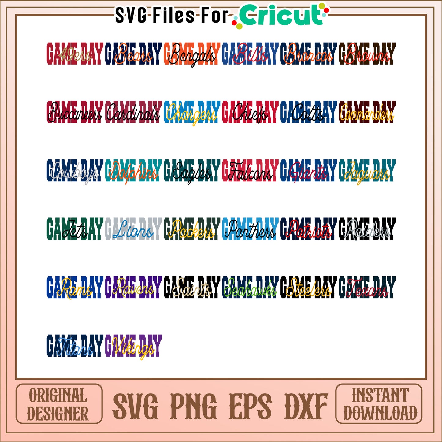 NFL Game Day SVG Bundle Instant Download
