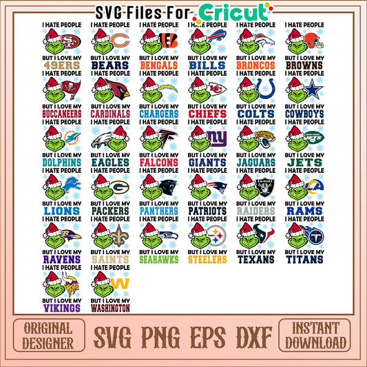 NFL Grinch SVG Bundle Instant Download