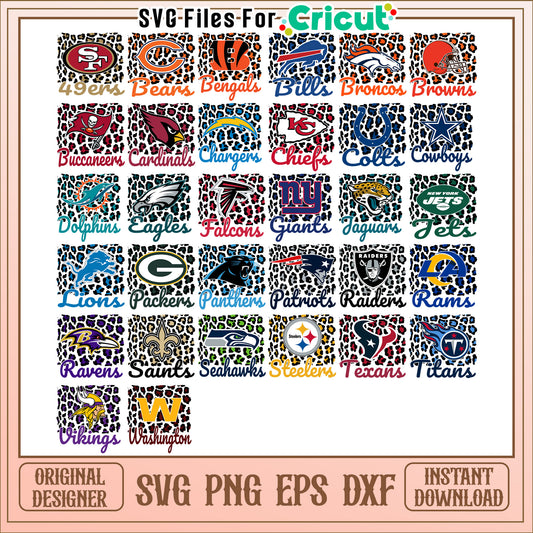 NFL Leopard Print SVG Bundle
