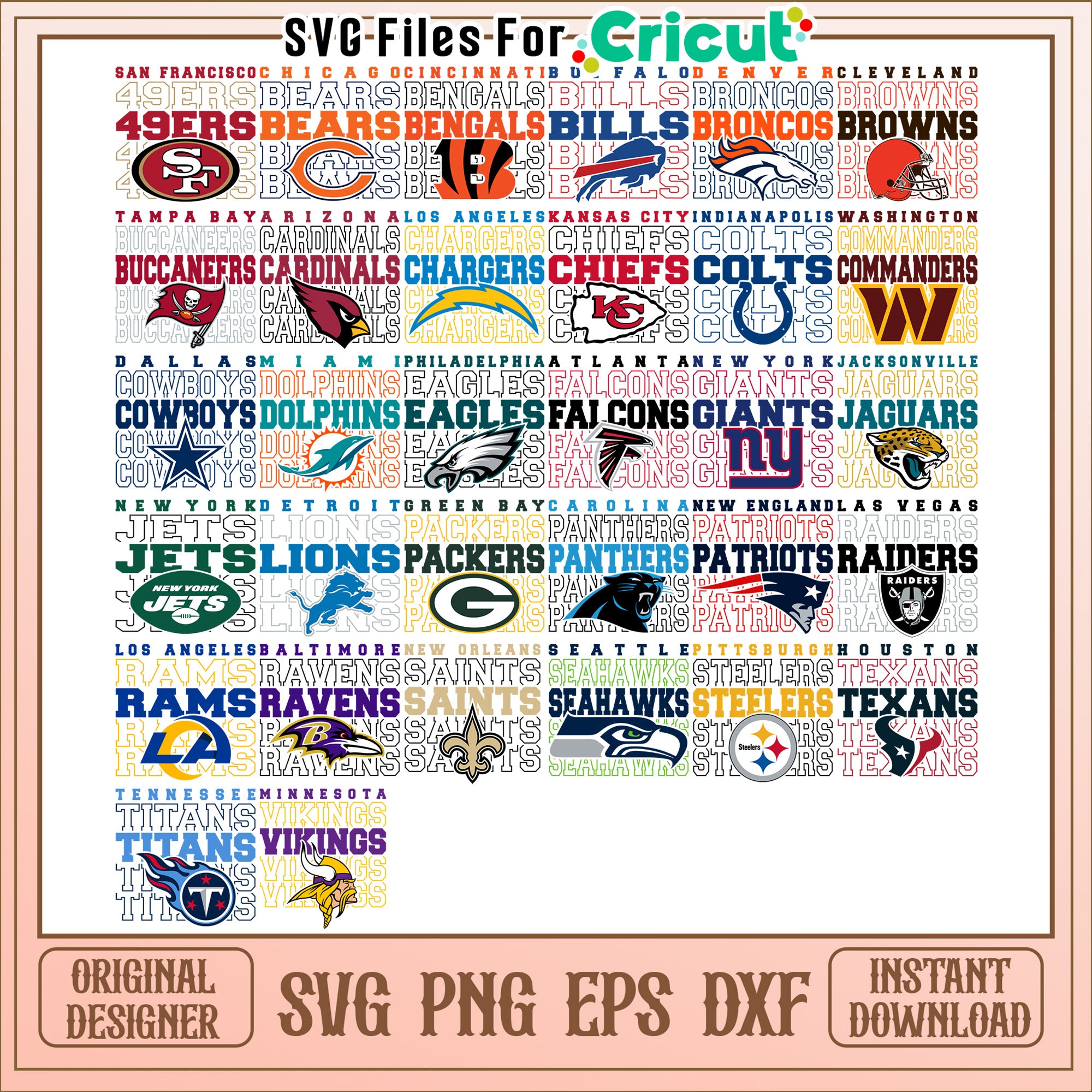Nfl Dxf Files NFL Logos SVG Bundle Instant Download – svg files for cricut