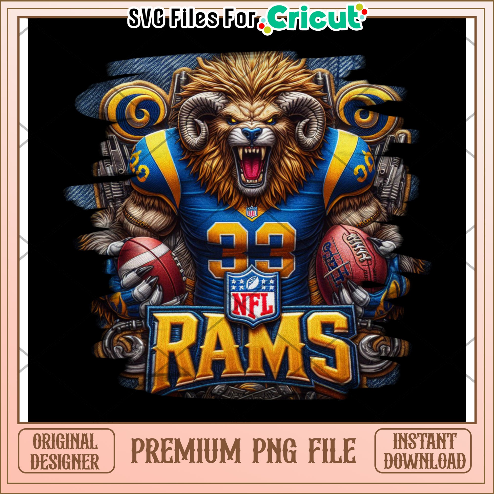 NFL Rams PNG Design for Cricut, Premium Printable Download File – svg ...